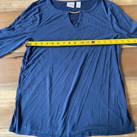 Chicos Blue Top With Gold Metal Details - size 1 (8-10) - Picture 4 of 5